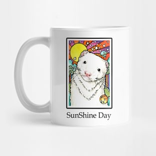 Happy Sunny Ferret - Sunshine Day - Black Outlined Version Mug